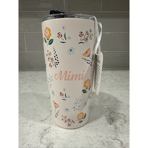 MIMI Floral Clementine Thermal Steel Travel Tumbler 20oz Hot Cold Mug Lid Cup - Picture 1 of 3